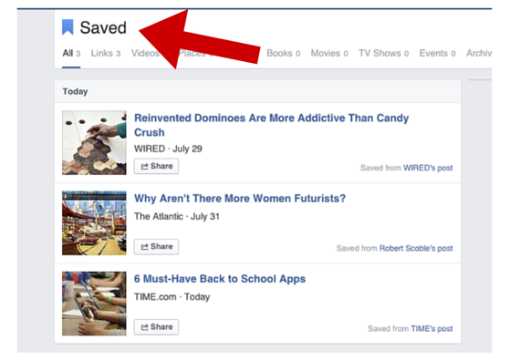Screenshot | Your Saved Panel