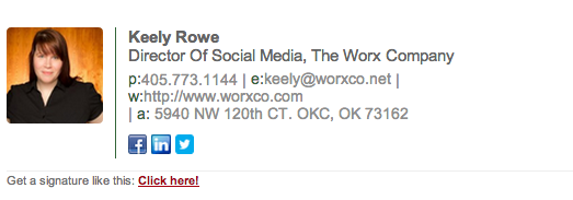 Screenshot of my email signature