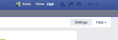 facebook settings button